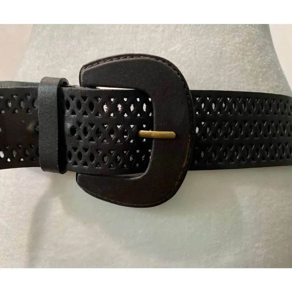 Chico’s Dark Brown Leather Waist Belt Women’s Sz Medium Large